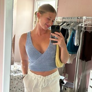 Blue Crochet Tank Top